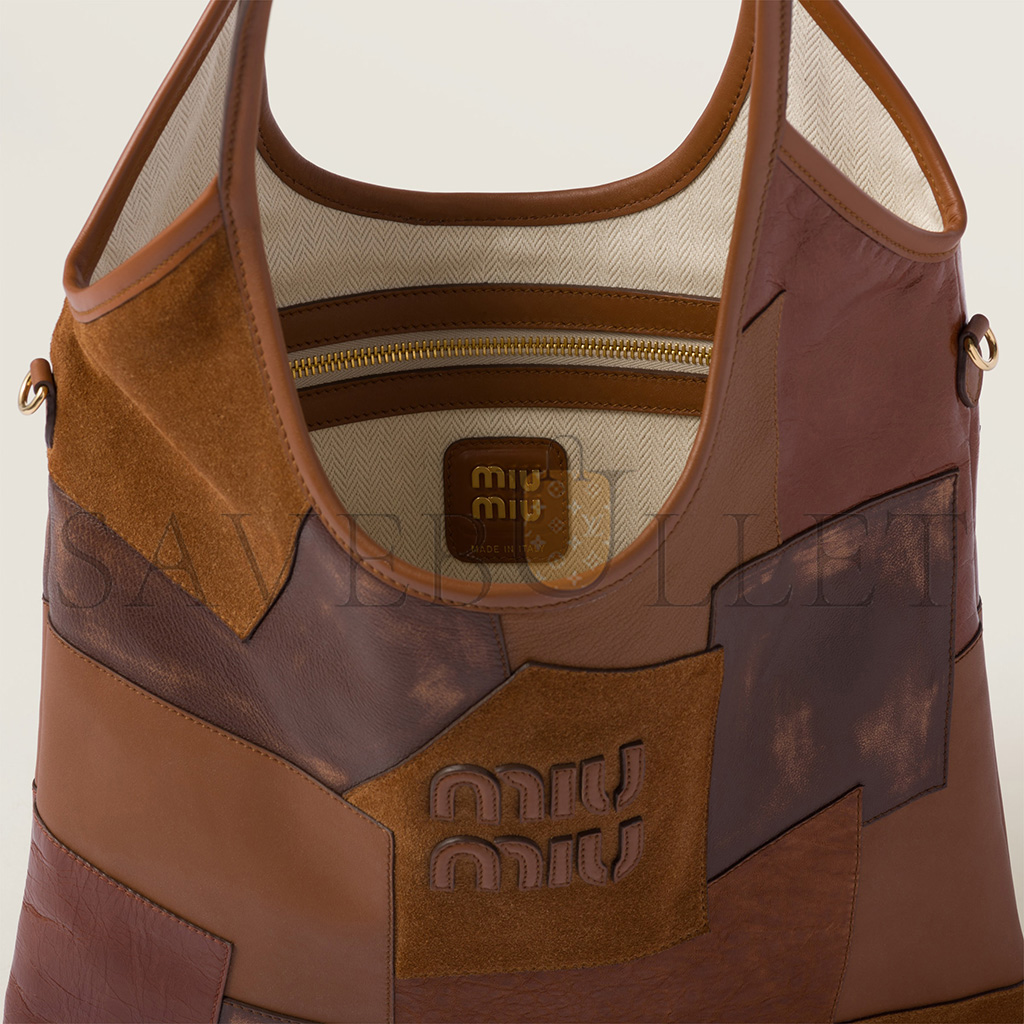MIU MIU IVY LEATHER PATCHWORK BAG 5BG231 (40*35cm) MIU MIU IVY LEATHER PATCHWORK BAG 5BG231 (40*35cm)